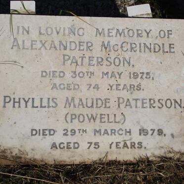 PATERSON Alexander McCrindle -1975 &amp; Phyllis Maude POWELL -1979