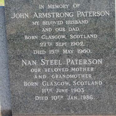 PATERSON John Armstrong 1902-1960 &amp; Nan Steel 1903-1986