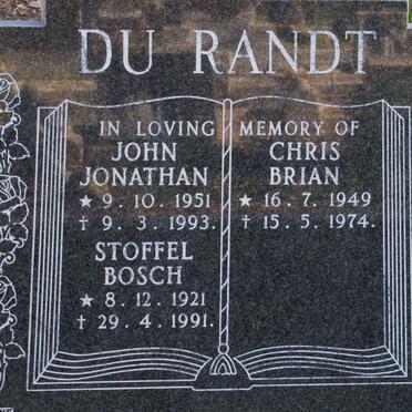 RANDT Stoffel Bosch, du -1921-1991 :: DU RANDT Chris Brain 1949-1974 :: DU RANDT John Jonathan 1951-1993