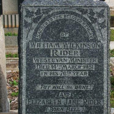 RIDER William Wilkinson -1931 &amp; Elizabeth Jane BELL -1950