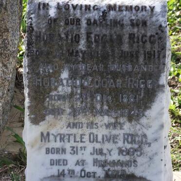RIGG Horatio Edgar 1881-1943 &amp; Myrtle Olive 1895-1975 :: RIGG Horatio Edgar -1917