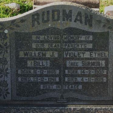 RUDMAN Willem J. 1885-1961 &amp; Violet Ethel SURMON 1900-1939