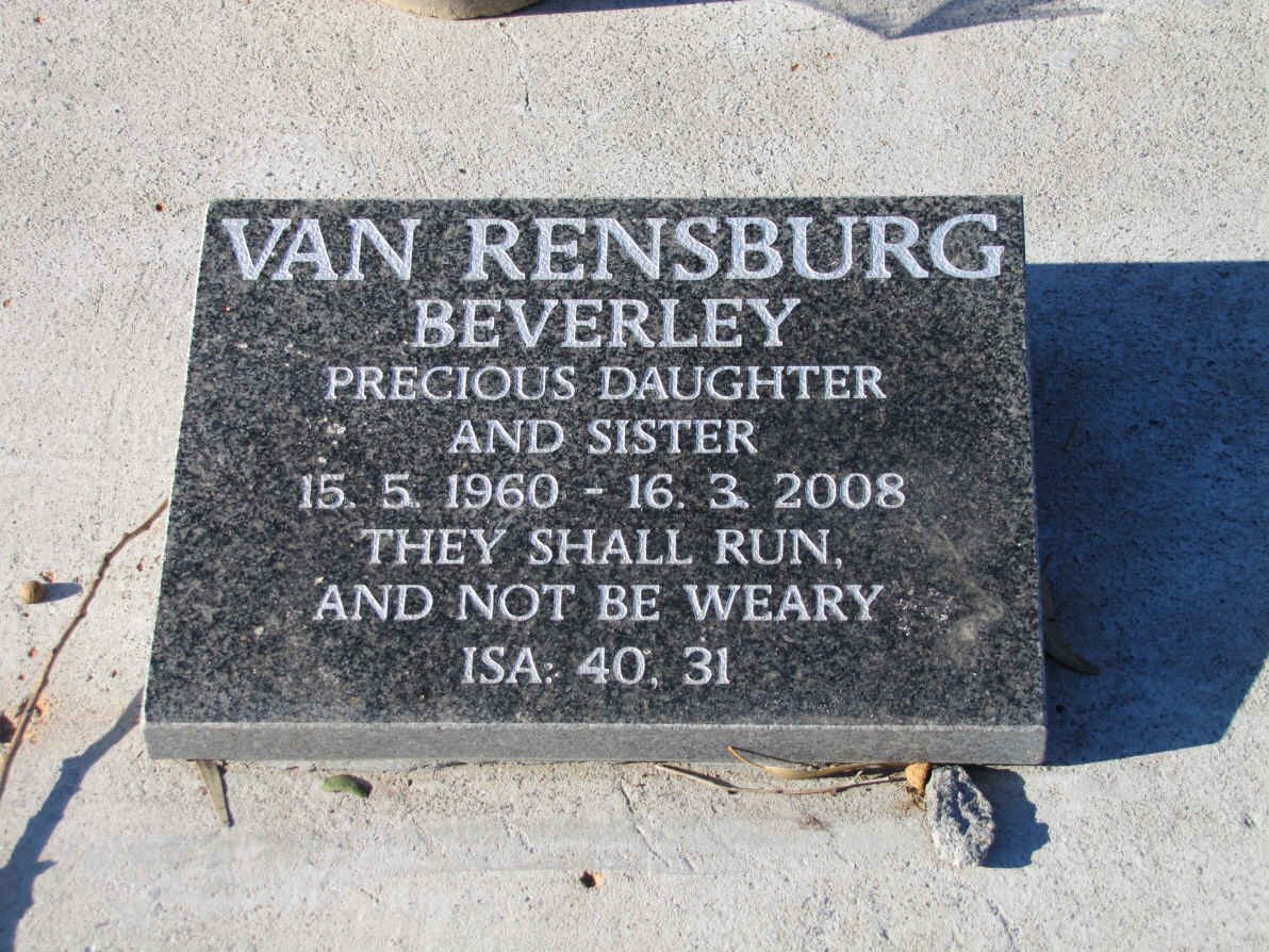 RENSBURG Beverley, van 1960-2008