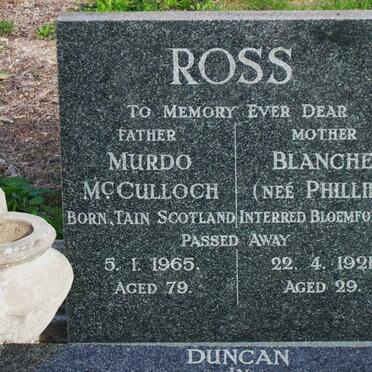 ROSS Murdo McCulloch -1965 &amp; Blanche PHILLIPS -1921