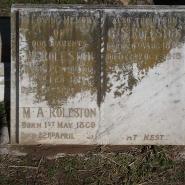 ROLESTON W. 1841-1915 &amp; M.A. 1860-1921 :: ROLESTON G.S. 1898-1918
