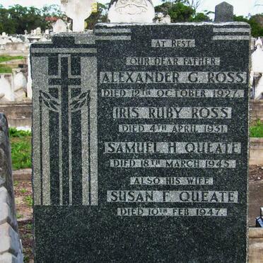 ROSS Alexander G. -1927 &amp; Irene Mary -1931 :: QUEATE Samuel H. -1945 &amp; Susan F. 1947 