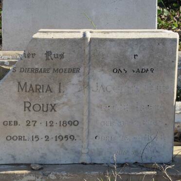 ROUX Jacobus 1889-1971 &amp; Maria I. 1890-1959