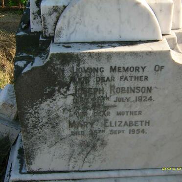 ROBINSON Joseph -1924 &amp; Mary Elizabeth -1954