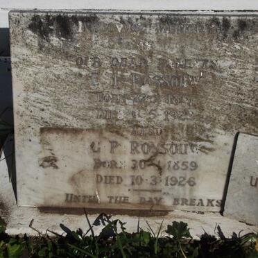 ROSSOUW E.I. 1857-1922 &amp; G.P. 1859-1926