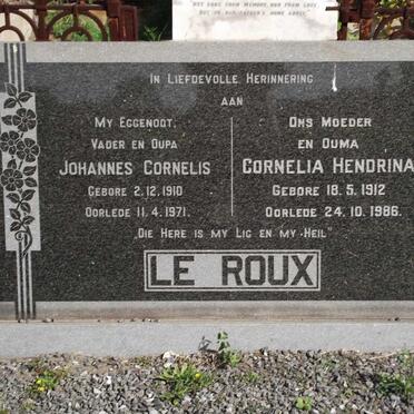 ROUX Johannes Cornelis, le 1910-1971 &amp; Cornelia Hendrina 1912-1986