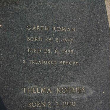 ROMAN Garth 1959-1959 :: KOERIES Thelma 1930-1982