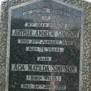 SIMPSON Arthur Andrew -1949 &amp; Ada Matilda WELLS -1955