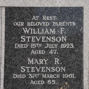 STEVENSON William -1923 &amp; Mary R. -1961