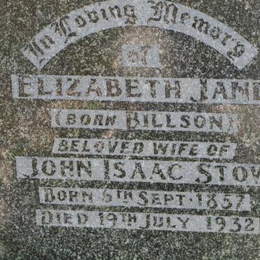 STOW Elizabeth Jane nee BILLSON 1857-1932