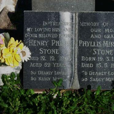 STONE Henry Phillip -1964 &amp; Phyllis Miriam 1914-1996