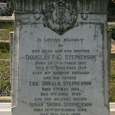 STEPHENSON Douglas F.C.1907-1939 :: STEPHENSON Eric Donald 1884-1949 :: STEPHENSON Susan Short 1888-1955