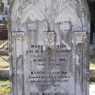 STAUNTON Martin -1909 &amp; Mary -1909 :: MURRAY Rose Mary -1921