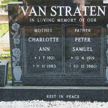 STRATEN Peter Samuel, van 1919-1960 &amp; Charlotte Ann 1921-1983