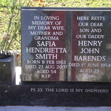 SMITH Safia Hendrietta 1953-2007 :: BARENDS Henry John -1954
