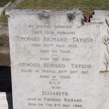 TAYLOR Thomas Richard -1935 &amp; Elizabeth -1960 :: Arnold Edward -1917 :: SHEPHEARD Florence ?