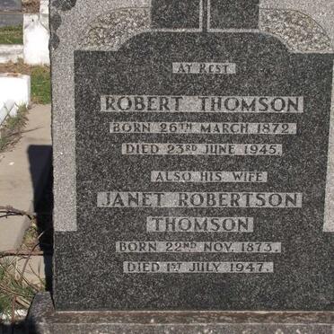 THOMSON Robert 1872-1945 &amp; Janet Robertson 1873-1947