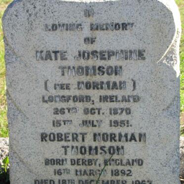 THOMSON Kate Josephine  nee NORMAN 1870-1951 :: THOMSON Robert Norman 1892-1967