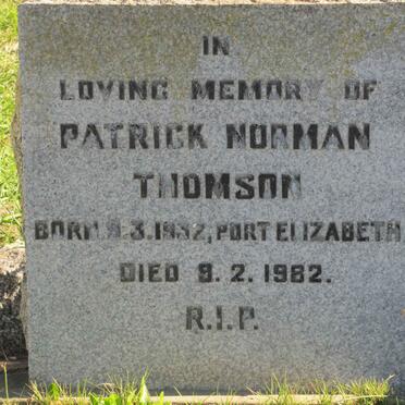 THOMSON Patrick Norman 1932-1982