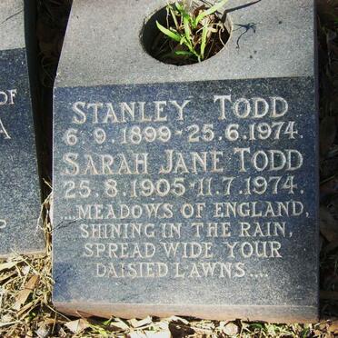 TODD Stanley 1899-1974 &amp; Sarah Jane 1905-1974