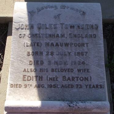 TOWNSEND John Giles 1867 - 1924 &amp; Edith  BARTON -1951