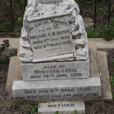 VICTOR Dad -1930 &amp; Mother -1936 :: VICTOR Adelaide H.M. 1899-1900 :: VICTOR Cecil -1919 