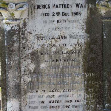 WATSON Frederick Matthew -1908 &amp; Rebecca Ann -1935 :: WATSON John Frederick -1946