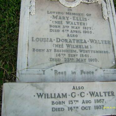 WALTER Louisa Dorathea nee WILHELM 1841-1910 :: WALTER William G.C. 1867-1937 :: ELLIS Mary nee WALTER 1872-1905