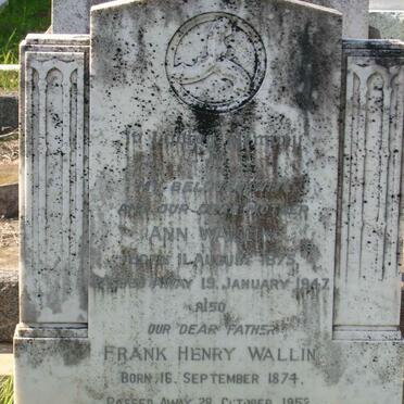 WALLIN Frank Henry 1874-1952 &amp; Ann 1875-1947