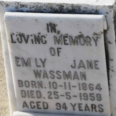 WASSMAN Emily Jane 1864-1959