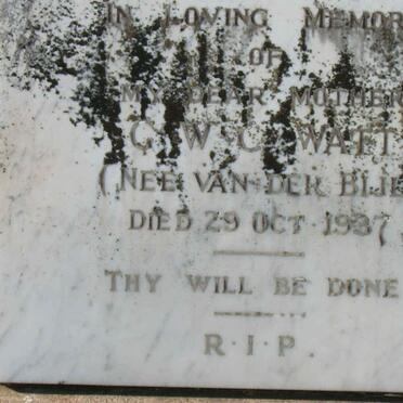 WATT G.W.C. nee VAN DER BIJL -1937