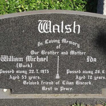 WALSH William Michael -1975 &amp; Ida -1962