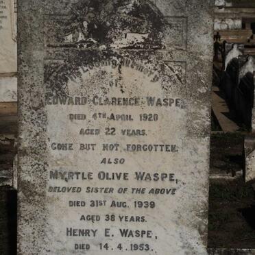 WASPE Edward Clarence -1920 :: WASPE Myrtle Olive -1939 :: WASPE Henry E. -1953 :: WASPE Alice M. -1953