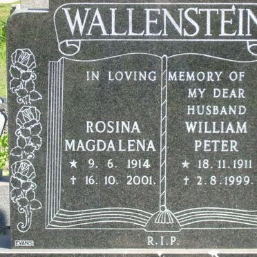 WALLENSTEIN William Peter 1911-1999 &amp; Rosina Magdalena 1914-2001
