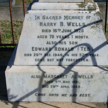 WELLS Harry B. -1926 &amp; Margaret A. 1861-1948 :: WELLS Edward Ronald -1946