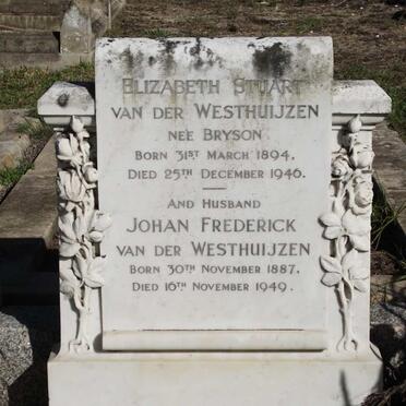 WESTHUJZEN Johan Frederick, van der 1887-1949 &amp; Elizabeth Stuart BRYSON 1894-1946