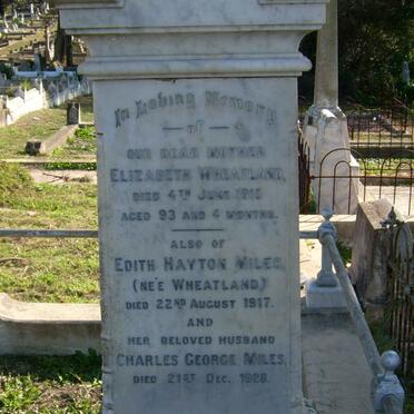 WHEATLAND Elizabeth -1915 :: MILES Charles George -1928 &amp; Edith Hayton WHEATLAND -1917