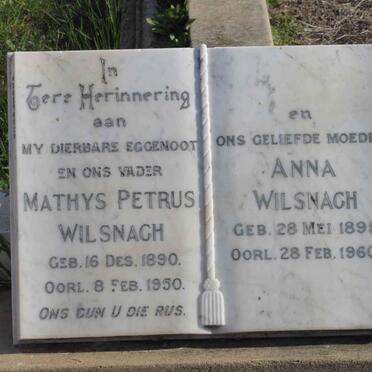 WILSNAGH Mathys Petrus 1890-1950 &amp; Anna 1895-1960