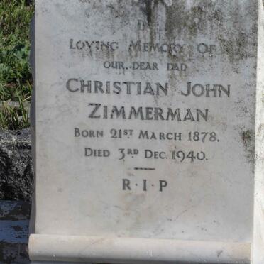 ZIMMERMAN Christian John 1878-1940