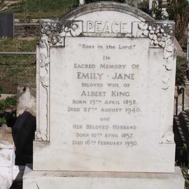 KING Albert 1857-1950 &amp; Emily Jane 1858-1940