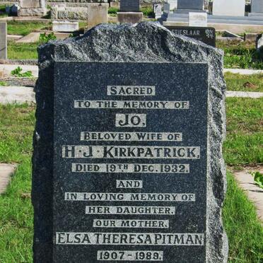 KIRKPATRICK Jo -1932 :: PITMAN Elsa Theresa 1907-1989 