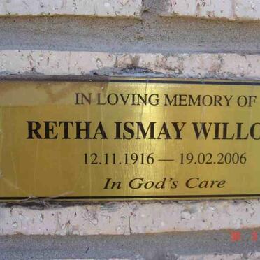 WILLOWS Retha Ismay 1916-2006