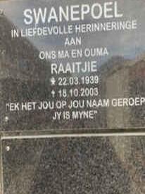 SWANEPOEL Raaitjie 1939-2003