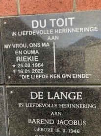 TOIT Riekie, du 1964-2022