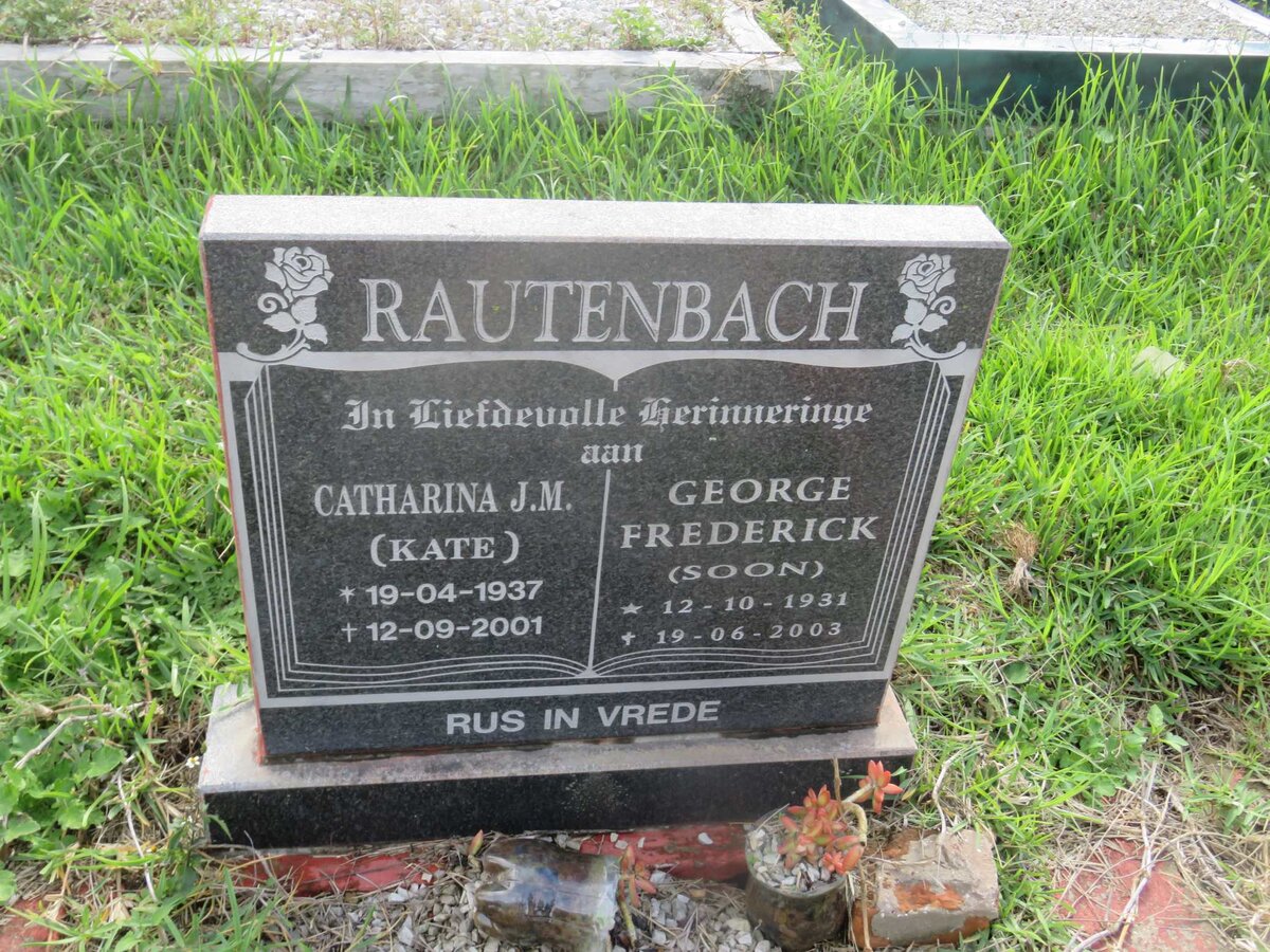 RAUTENBACH George Frederick 1931-2003 &amp; Catharina J.M. 1937-2001