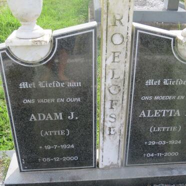 ROELOFSE Adam J. 1924-2000 &amp; Aletta M. 1924-2000